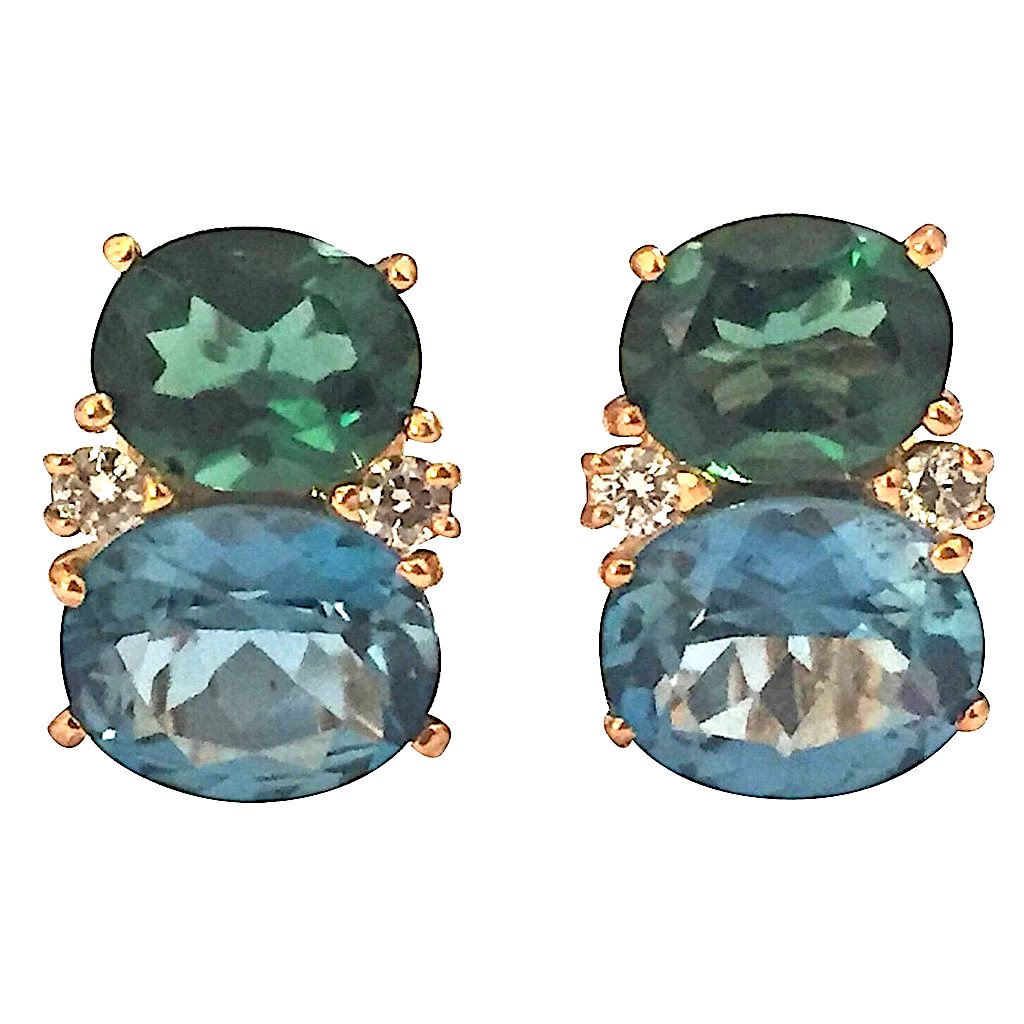 Rock Crystal and Blue Topaz Gold Wrapped Drop Earrings