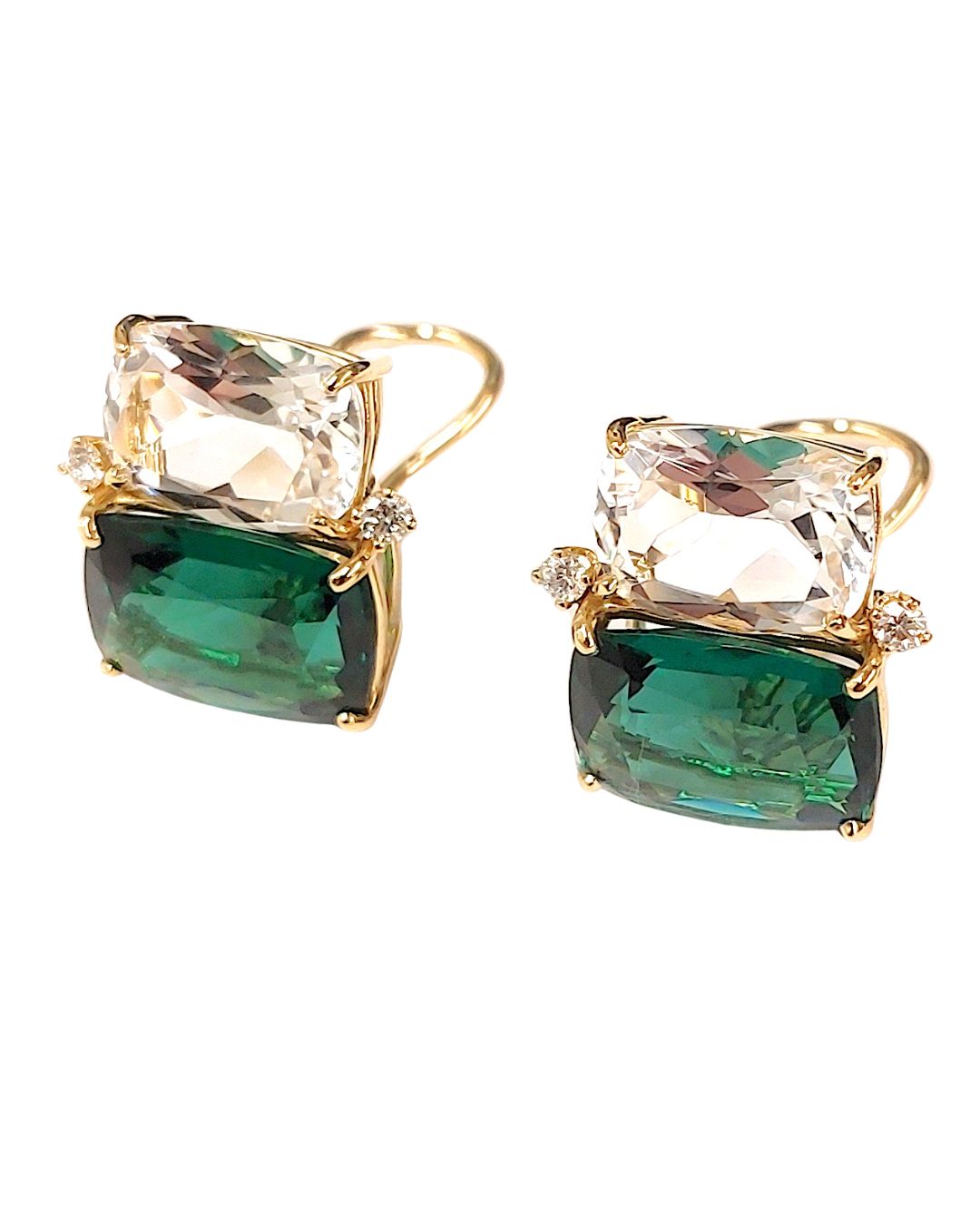 Large Rope Twist Border Two Stone Cushion Earring