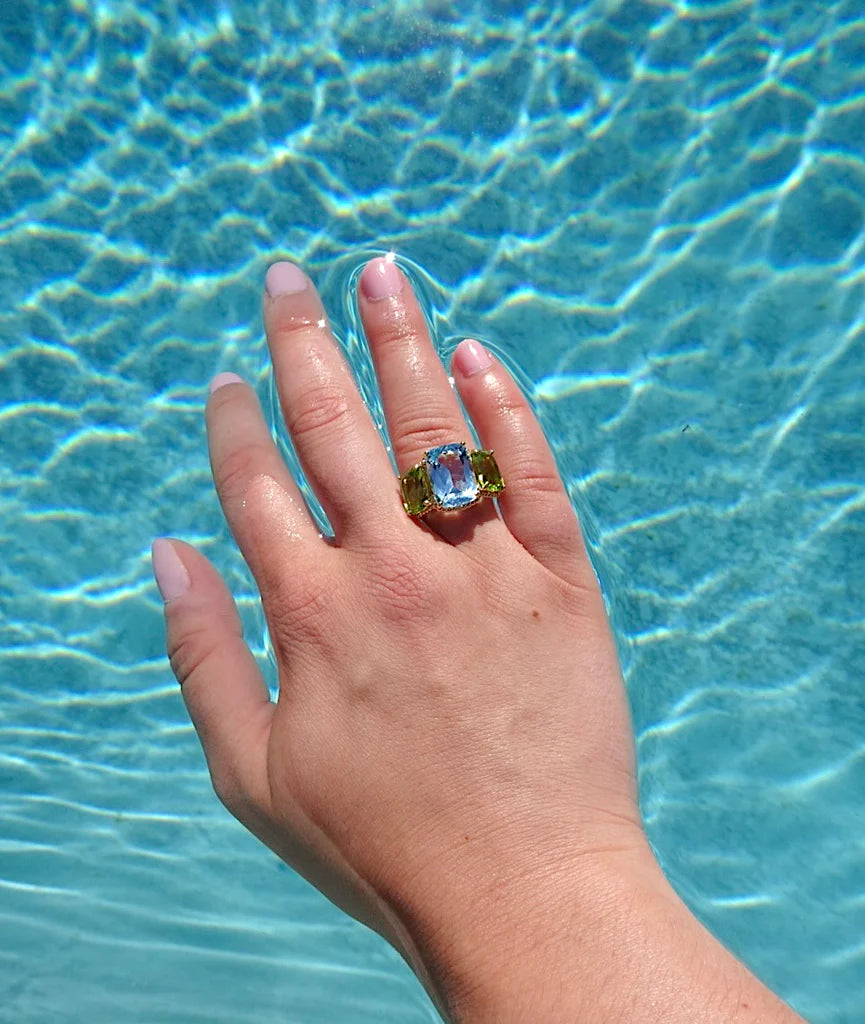 Blue Topaz Emerald Cut Statement ring