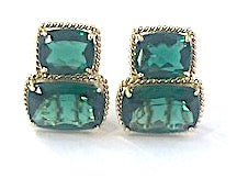 Large Rope Twist Border Two Stone Cushion Earring