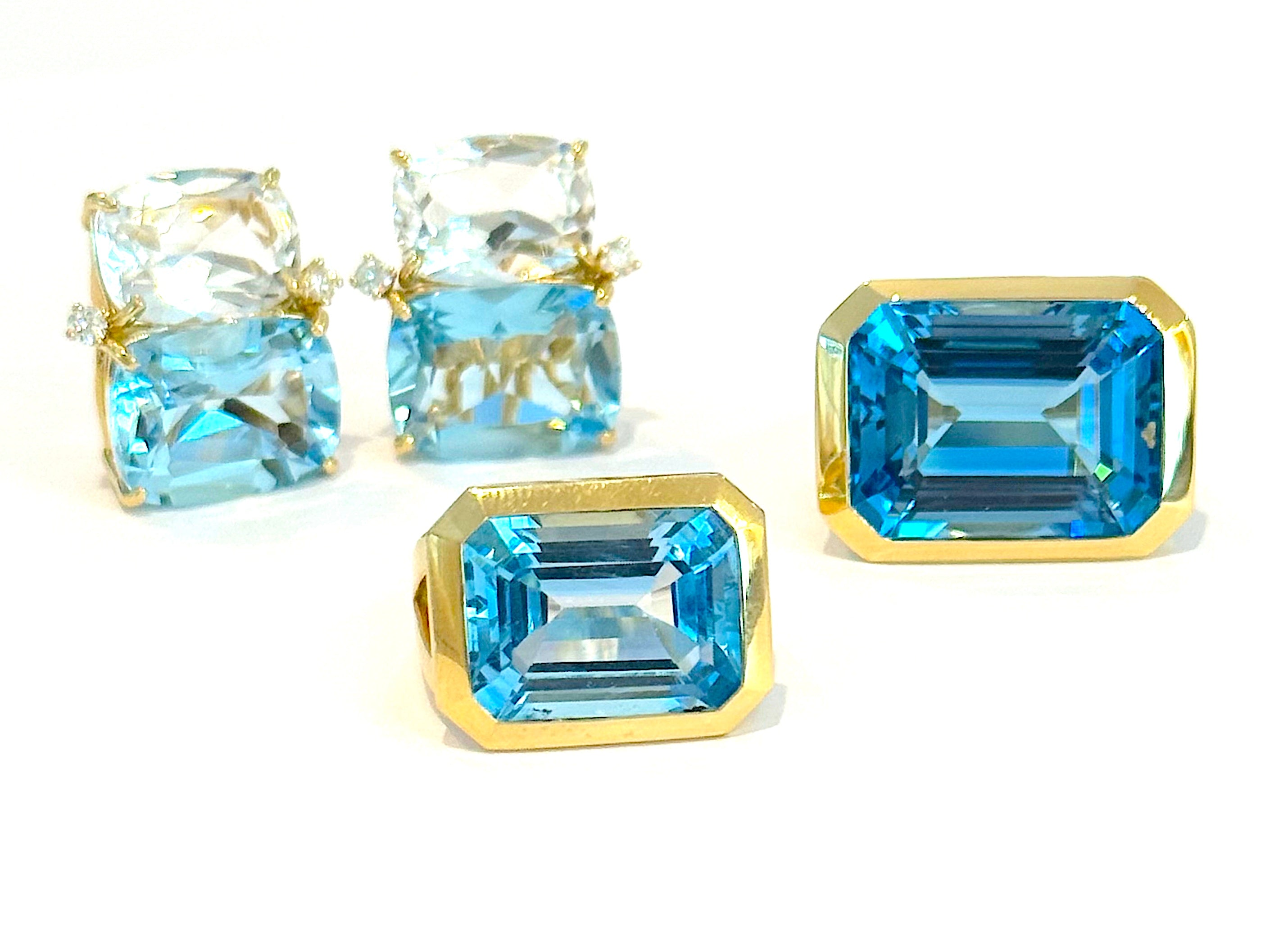 Blue Topaz Emerald Cut Statement ring