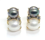 Medium GUM DROP™ Earrings with Pearls and Pink Topaz and Diamonds