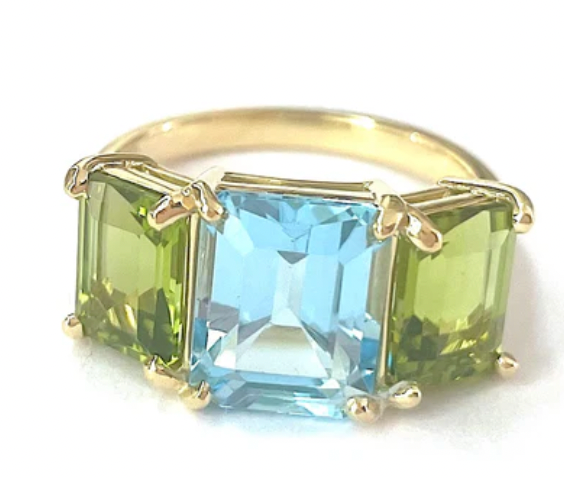 Blue Topaz Emerald Cut Statement ring