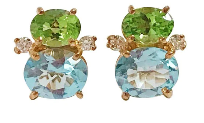 Medium GUM DROP™ Earrings with Deep Citrine and Pink Topaz and Diamonds