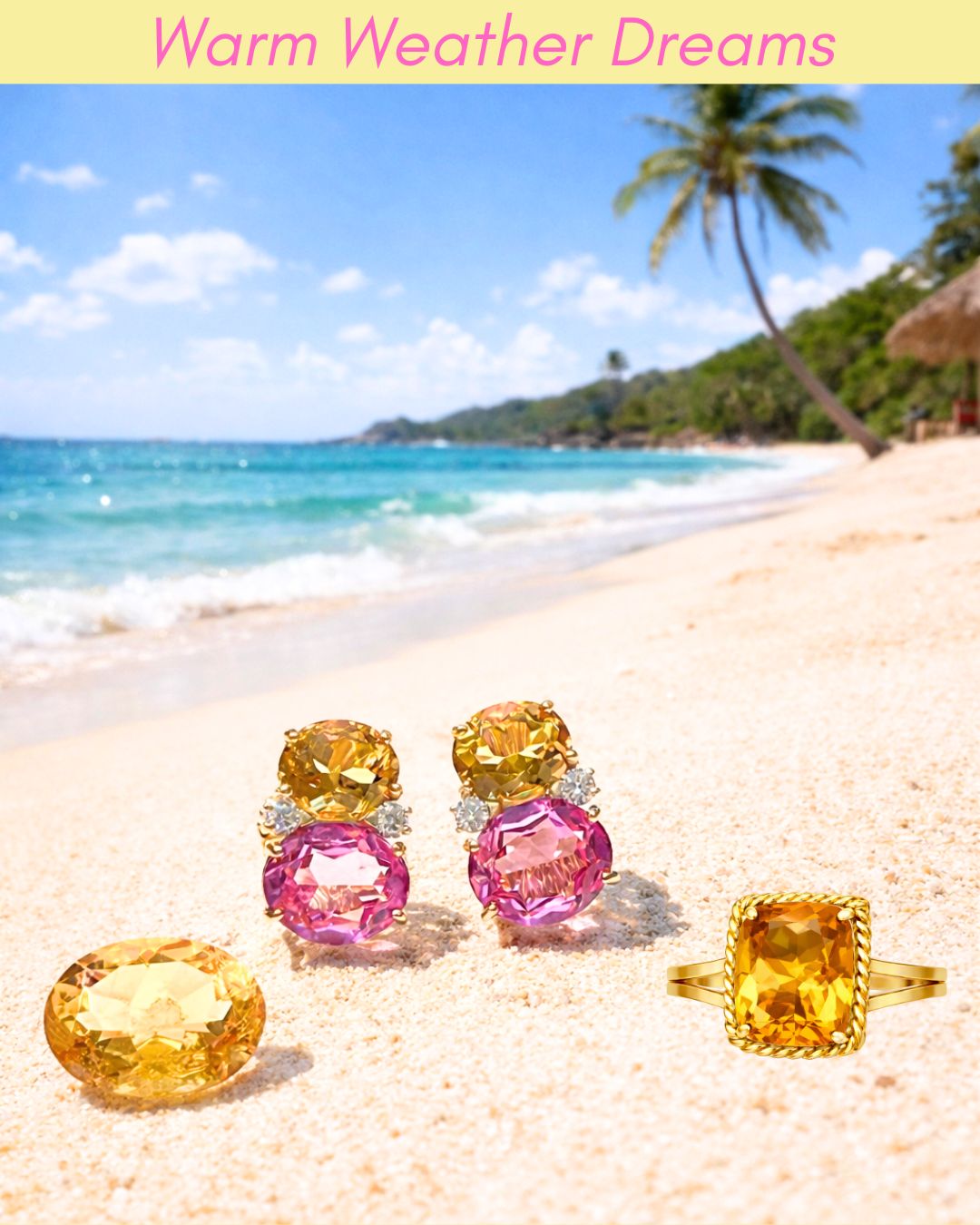 Medium 18kt Yellow Gold GUM DROP™ Two Toned Pink Topaz