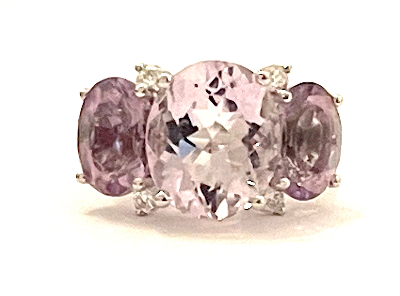 Medium 18kt White Gold GUM DROP™ Ring with Morganite and Amethyst