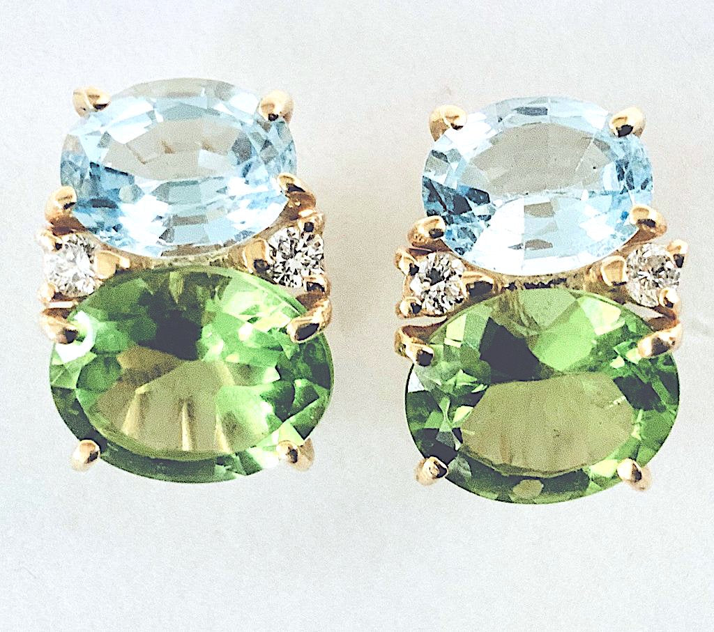 Medium GUM DROP™ Earrings with Peridot and Iolite and Diamonds