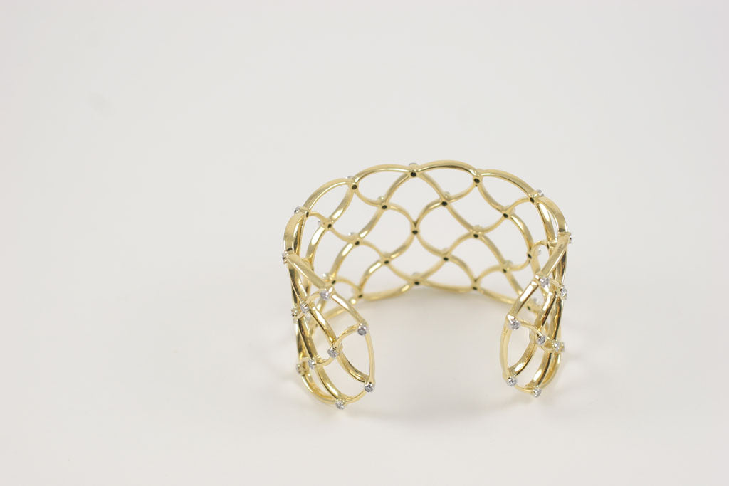 Gold Woven Cuff with Diamonds