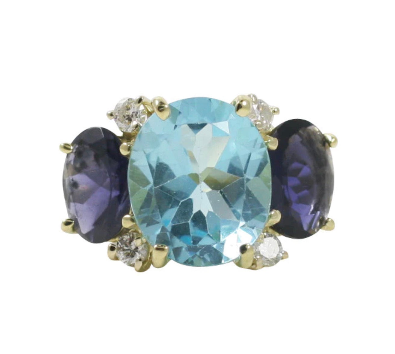 Medium 18kt White Gold GUM DROP™ Ring with Morganite and Amethyst