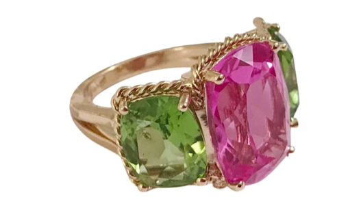 Medium 18kt White Gold GUM DROP™ Ring with Morganite and Amethyst
