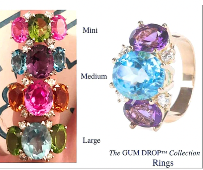 Medium 18kt White Gold GUM DROP™ Ring with Morganite and Amethyst
