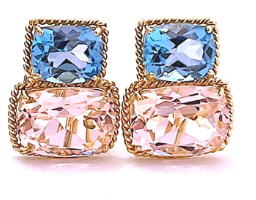 Large Platinum GUM DROP™ Ring with Morganite and Rock Crystal and Diamonds