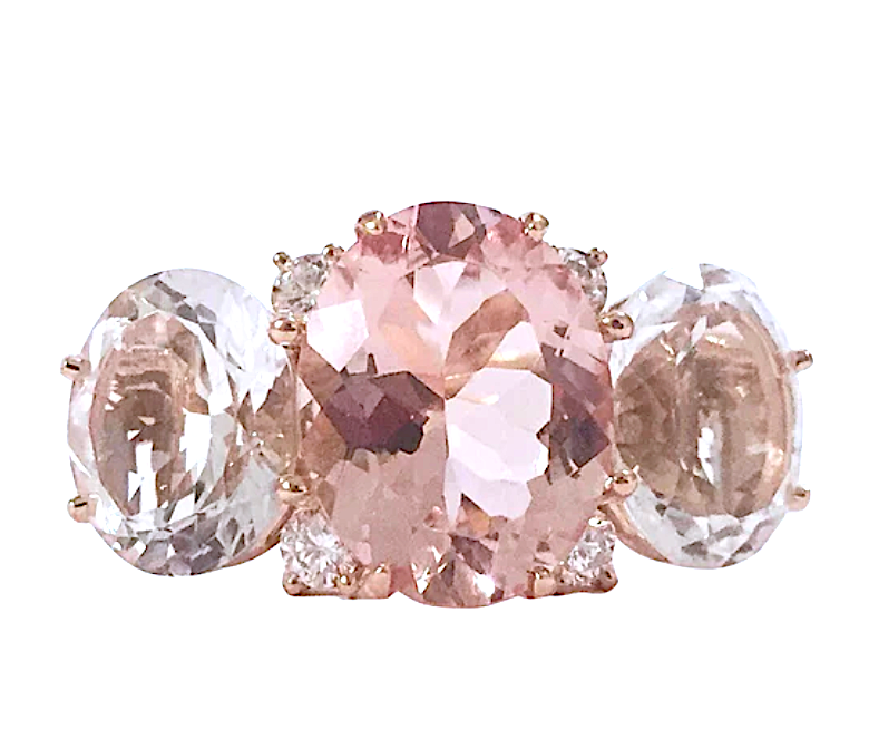 Medium 18kt White Gold GUM DROP™ Ring with Morganite and Amethyst