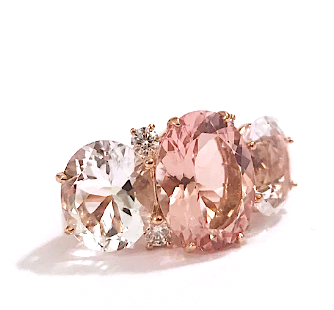 Medium 18kt White Gold GUM DROP™ Ring with Morganite and Amethyst