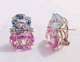 Large GUM DROP™ Earrings with Blue and Pink Topaz and Diamonds
