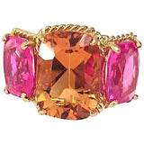 Large GUM DROP™ Ring with Pink Topaz Peridot and Diamonds