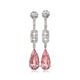 Beautiful Platinum and Diamond Cluster drop earrings with Euro Back