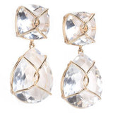 Beautiful Platinum and Diamond Cluster drop earrings with Euro Back