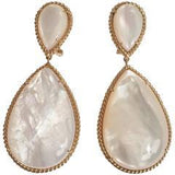 Rock Crystal and Blue Topaz Gold Wrapped Drop Earrings