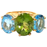 Medium 18 Karat Yellow Gold GUM DROP™  Ring with Peridot and Blue Topaz - Without Diamonds
