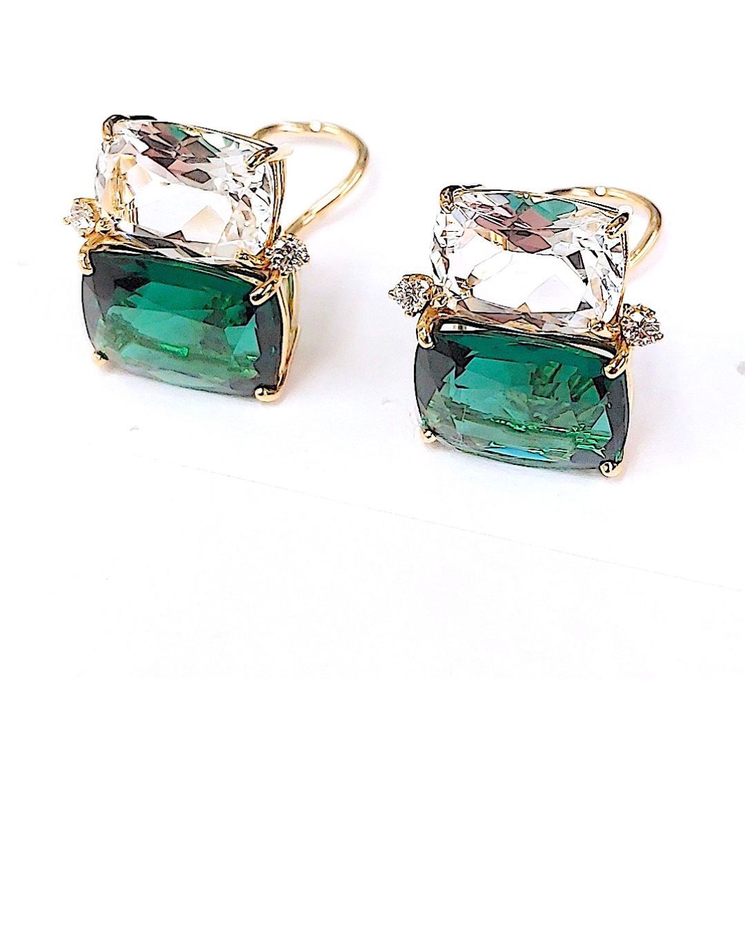 Large Rope Twist Border Two Stone Cushion Earring