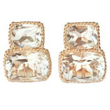 Rock Crystal and Blue Topaz Gold Wrapped Drop Earrings