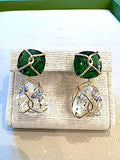 Rock Crystal and Blue Topaz Gold Wrapped Drop Earrings