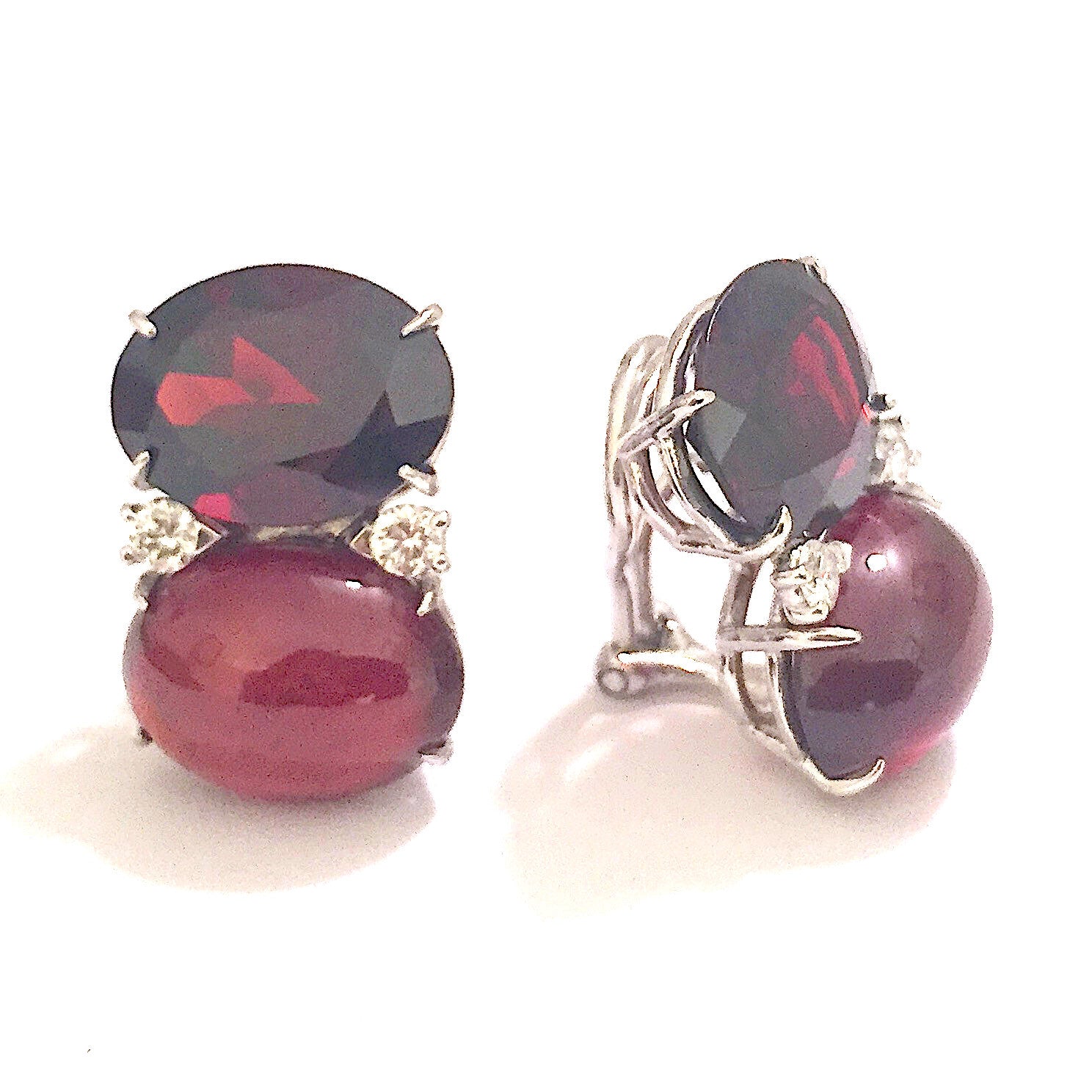 Grande GUM DROP™ Earrings with Garnet and Cabochon Garnet and Diamonds