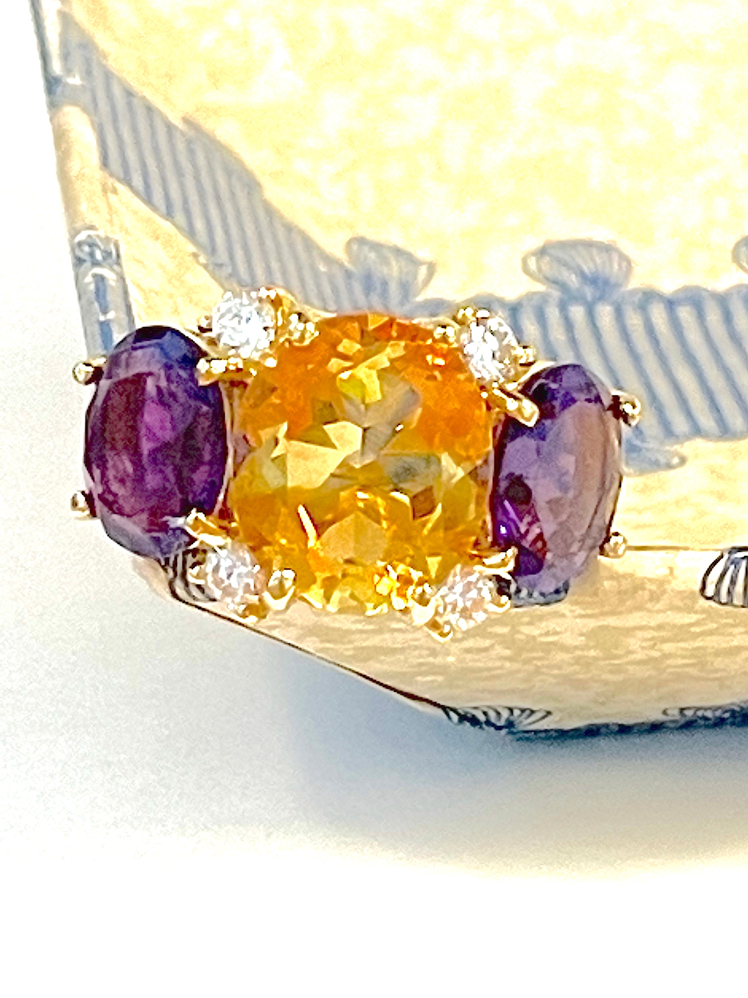 Extra Large GUM DROP™ Ring with Pink Topaz and Diamonds