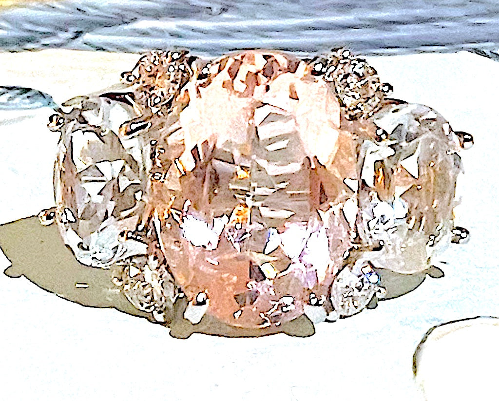 Small GUM DROP™ Ring with Bright Pink Topaz and Blue Topaz and Diamonds