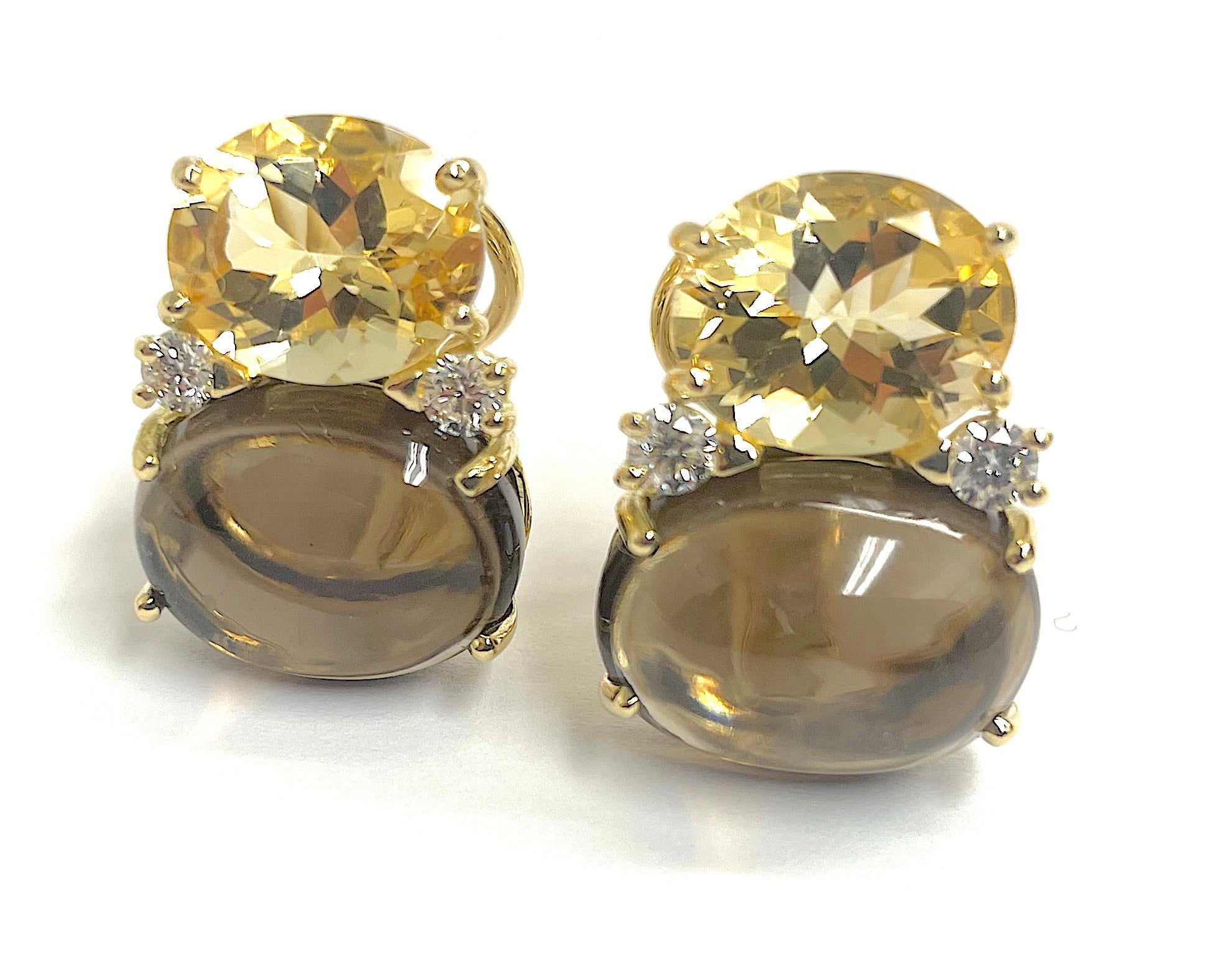 ADELE Large GUM DROP™ Earrings with Citrine and Smokey Topaz and Diamonds