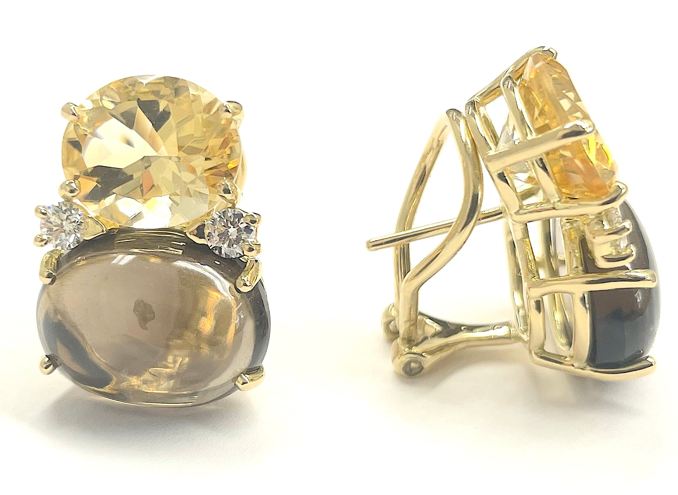 ADELE Large GUM DROP™ Earrings with Citrine and Smokey Topaz and Diamonds