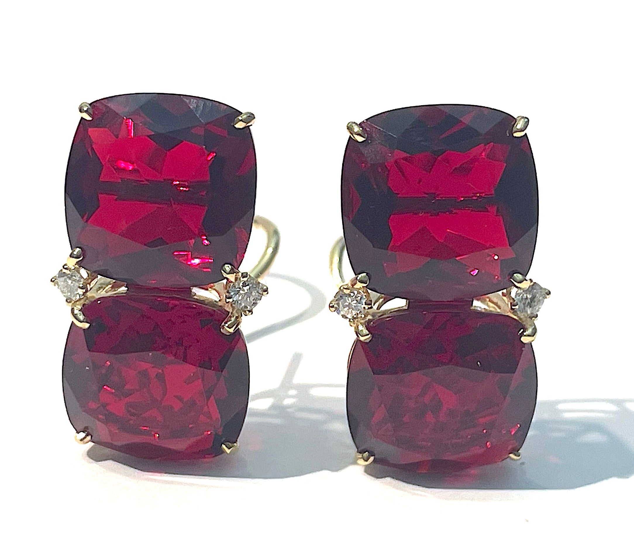 Grande GUM DROP™ Earrings with Cabochon White Jade and Garnet and Diamonds