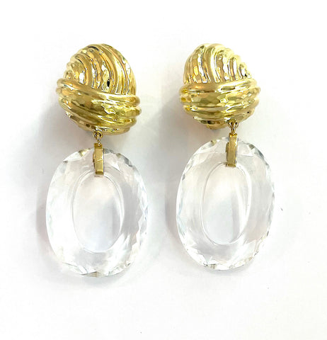 Elegant Gold and Rock Crystal Drop Earring  A. Clunn
