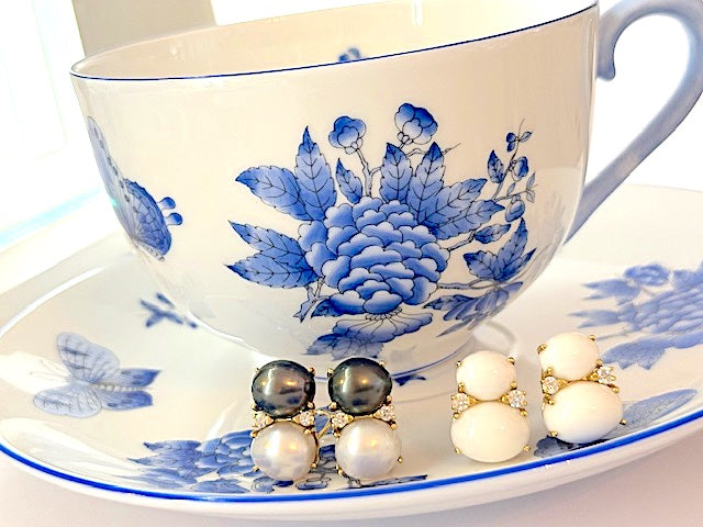 Large GUM DROP™ Earrings with South Sea Pearls and Diamonds
