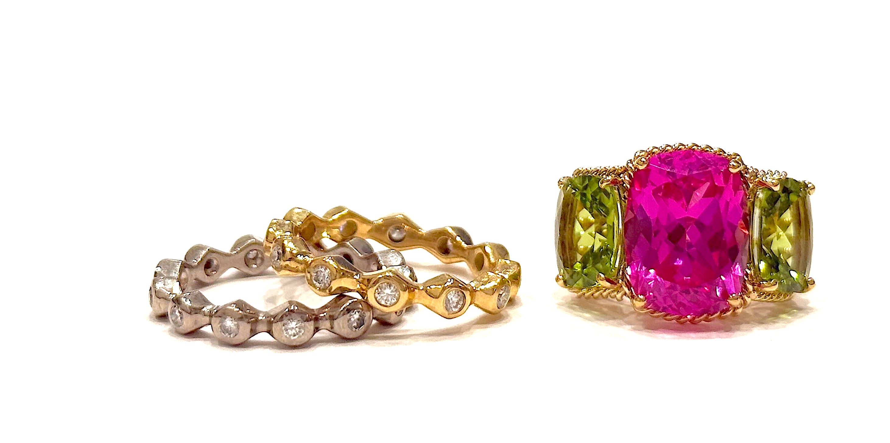18kt Diamond Stacking Bubble Ring