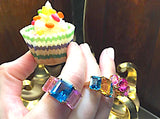 18kt Yellow Gold Mini Emerald Cut Ring with Orange Citrine and Blue Topaz