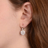 Beautiful Platinum and Diamond Cluster drop earrings with Euro Back
