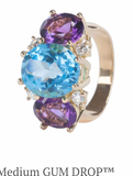 Medium 18 Karat Yellow Gold GUM DROP™  Ring with Peridot and Blue Topaz - Without Diamonds