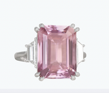 Platinum Kunzite and Diamond Ring