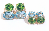 Rose Gold Bezel Set Dark Blue Topaz with Surrounding Pink Sapphire Ring