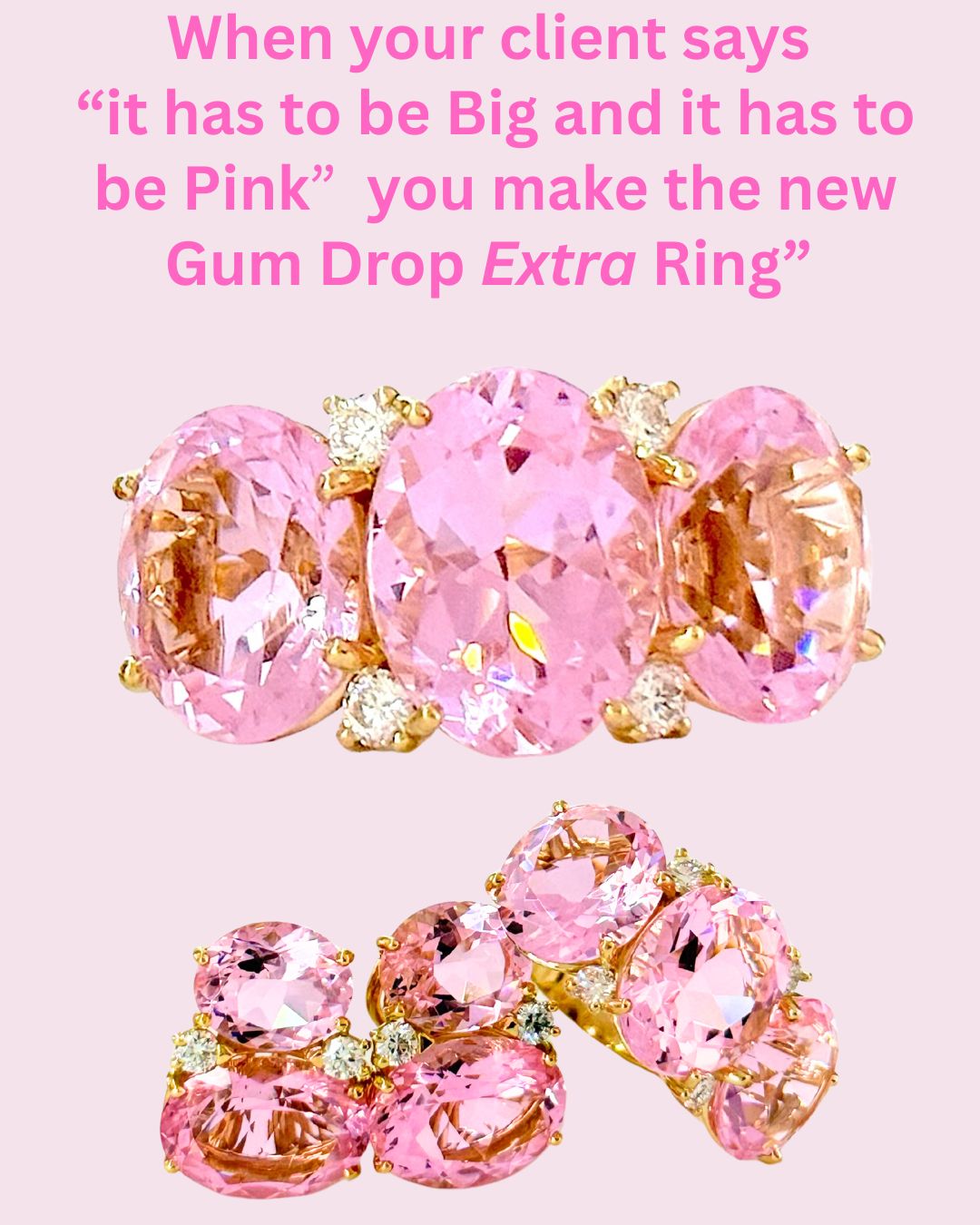 Extra Large GUM DROP™ Ring with Pink Topaz and Diamonds