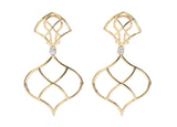 Large 18kt Yellow Gold Abalone Cushion and pear shaped Drop Earrings with Twisted Gold Detail