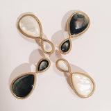Elegant Ebony Wood Drop Earring with Twisted Gold Border