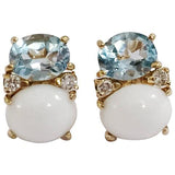 Large GUM DROP™ Earrings with Cabochon Turquoise and Diamonds