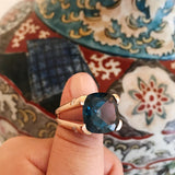 18kt Yellow Gold Large Cushion Ring with Citrine and Diamond