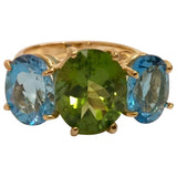 Medium 18 Karat Yellow Gold GUM DROP™  Ring with Peridot and Blue Topaz - Without Diamonds