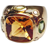 18kt Bonheur Ring with Lemon Citrine and Pink Topaz and Diamonds