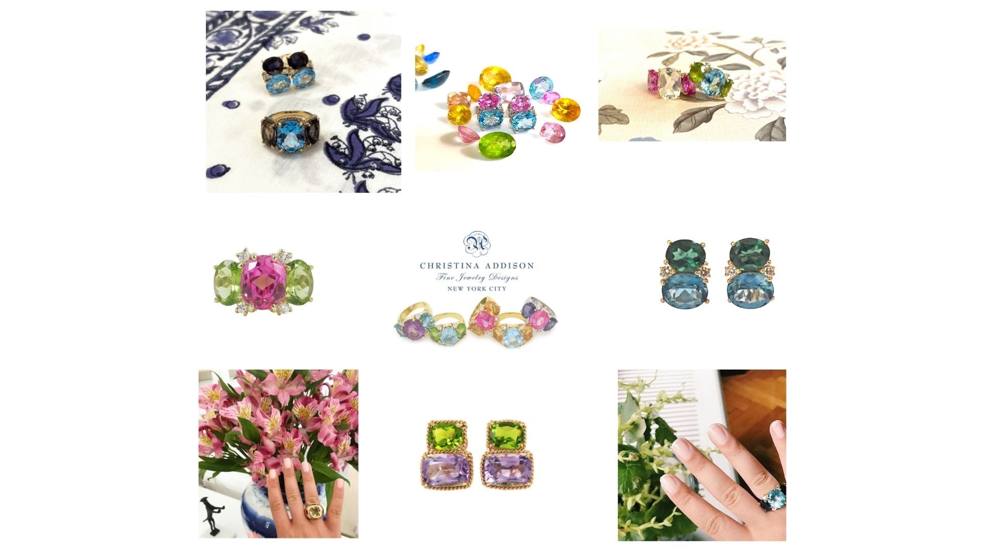 Elegant Three-Stone Ring with Gold Rope Twist Border with Blue Topaz and Pink Topaz