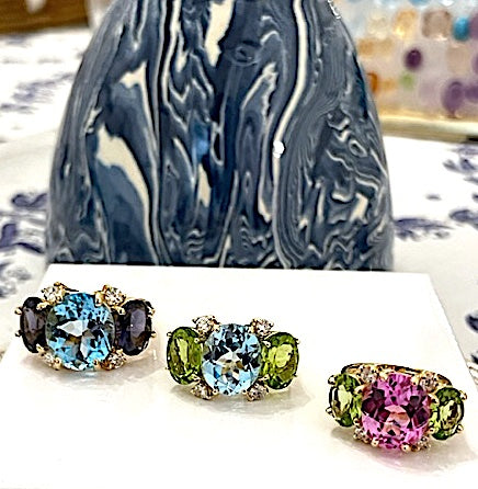 Large GUM DROP™ Ring with Citrine and Amethyst and Diamonds